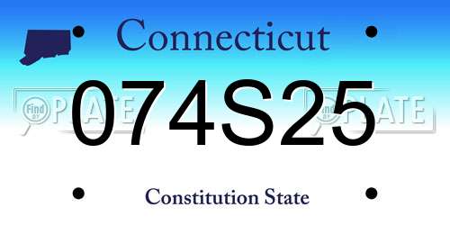 074S25 Connecticut License Plate