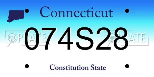 074S28 Connecticut License Plate