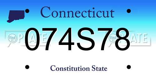 074S78 Connecticut License Plate