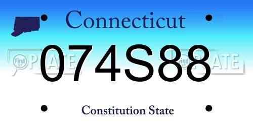 074S88 Connecticut License Plate