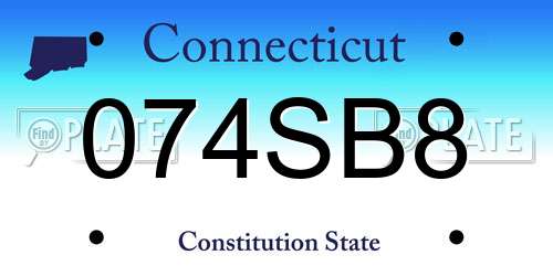074SB8 Connecticut License Plate