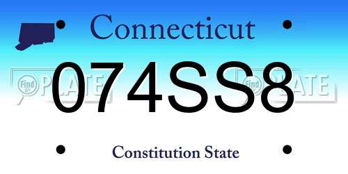 074SS8 Connecticut License Plate