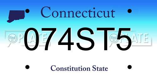 074ST5 Connecticut License Plate
