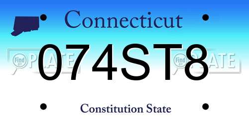 074ST8 Connecticut License Plate