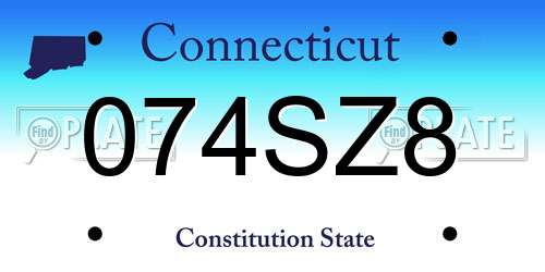 074SZ8 Connecticut License Plate
