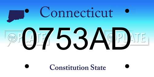 0753AD Connecticut License Plate