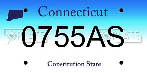 0755AS Connecticut License Plate