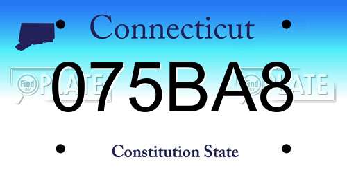 075BA8 Connecticut License Plate