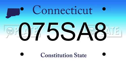075SA8 Connecticut License Plate