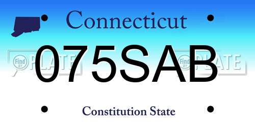 075SAB Connecticut License Plate