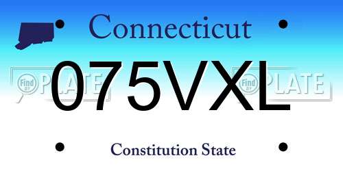 075VXL Connecticut License Plate