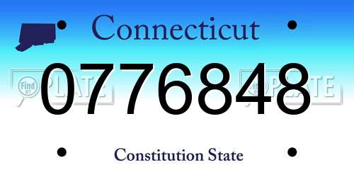 0776848 Connecticut License Plate