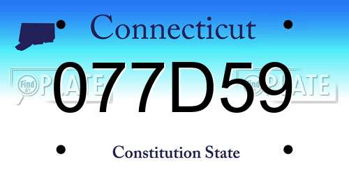 077D59 Connecticut License Plate
