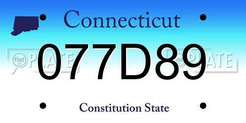 077D89 Connecticut License Plate