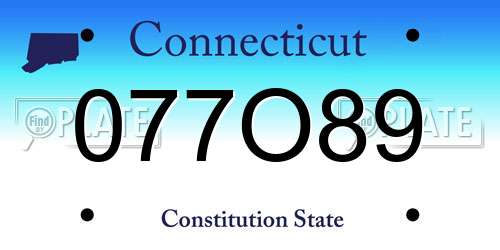 077O89 Connecticut License Plate