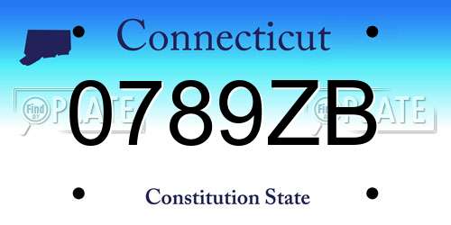 0789ZB Connecticut License Plate