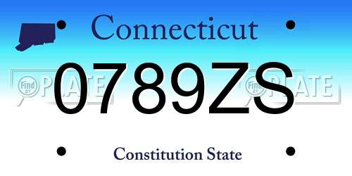 0789ZS Connecticut License Plate
