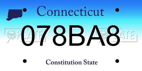 078BA8 Connecticut License Plate