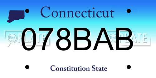 078BAB Connecticut License Plate