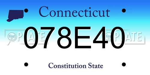 078E40 Connecticut License Plate