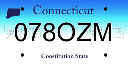 078OZM Connecticut License Plate