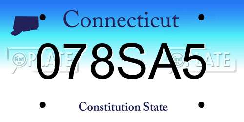 078SA5 Connecticut License Plate