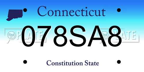 078SA8 Connecticut License Plate