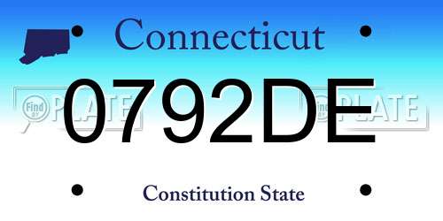 0792DE Connecticut License Plate