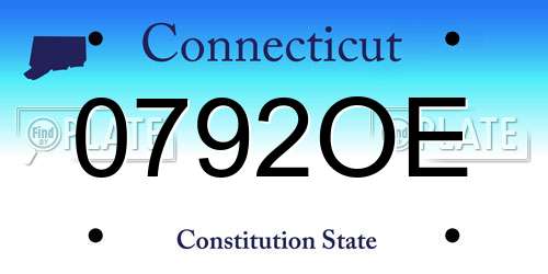 0792OE Connecticut License Plate