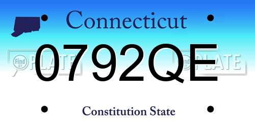 0792QE Connecticut License Plate