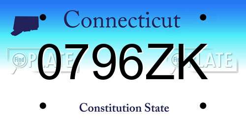 0796ZK Connecticut License Plate