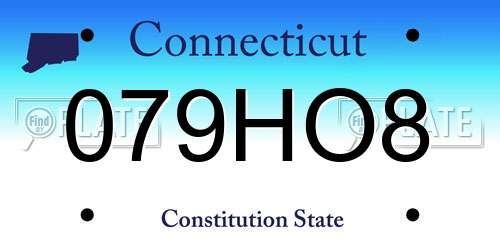 079HO8 Connecticut License Plate