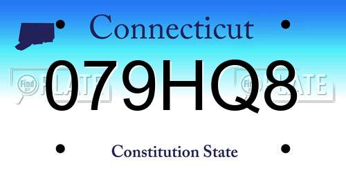 079HQ8 Connecticut License Plate