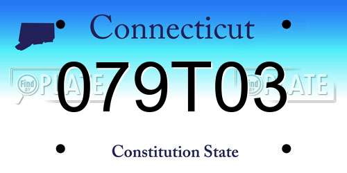 079T03 Connecticut License Plate