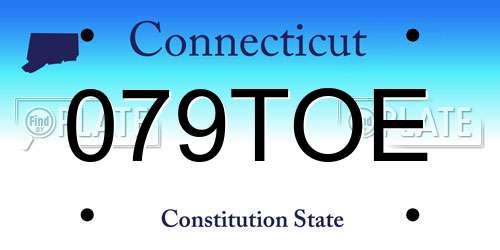 079TOE Connecticut License Plate