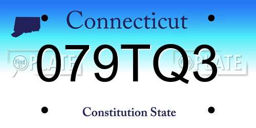079TQ3 Connecticut License Plate