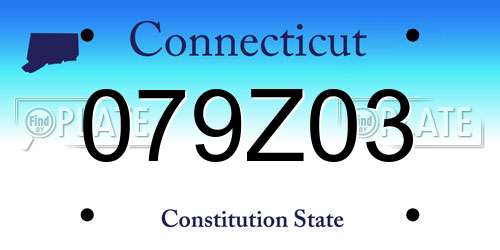 079Z03 Connecticut License Plate