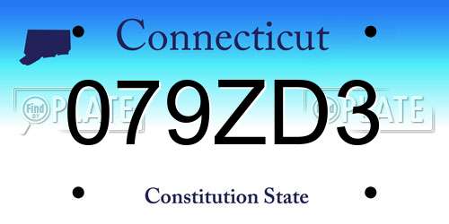 079ZD3 Connecticut License Plate