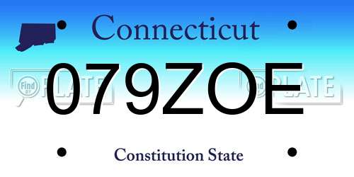 079ZOE Connecticut License Plate