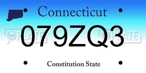 079ZQ3 Connecticut License Plate