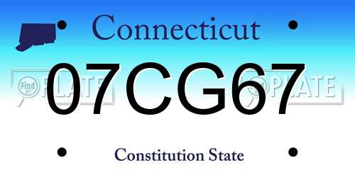 07CG67 Connecticut License Plate