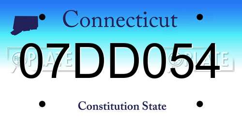 07DD054 Connecticut License Plate