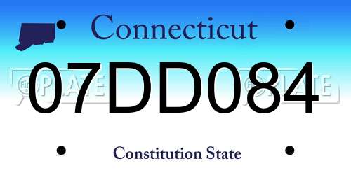 07DD084 Connecticut License Plate