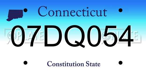 07DQ054 Connecticut License Plate