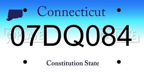 07DQ084 Connecticut License Plate