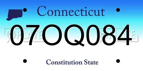 07OQ084 Connecticut License Plate