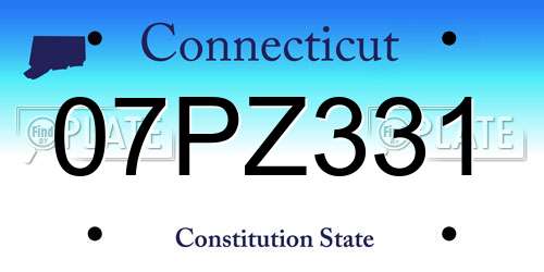 07PZ331 Connecticut License Plate