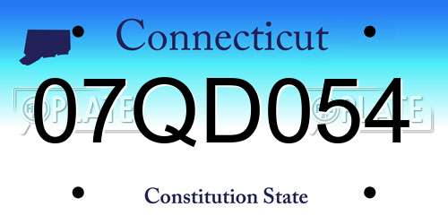 07QD054 Connecticut License Plate