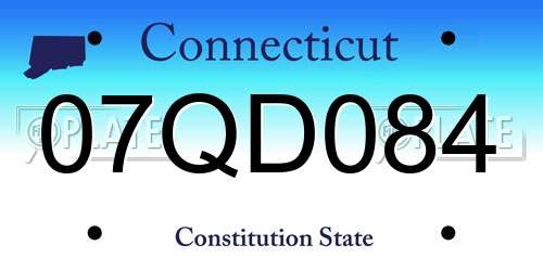 07QD084 Connecticut License Plate