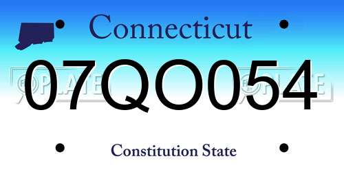 07QO054 Connecticut License Plate